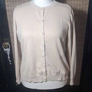 Studio Works Beige Button-Up Cardigan